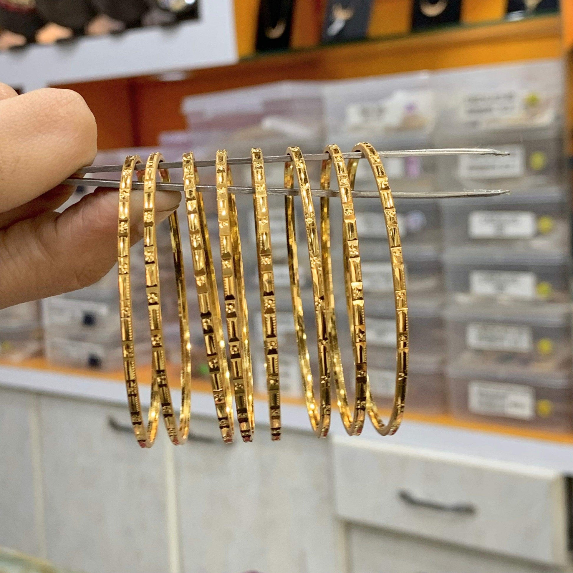 Gold Platted Bangles 67544 - Vijay & Sons