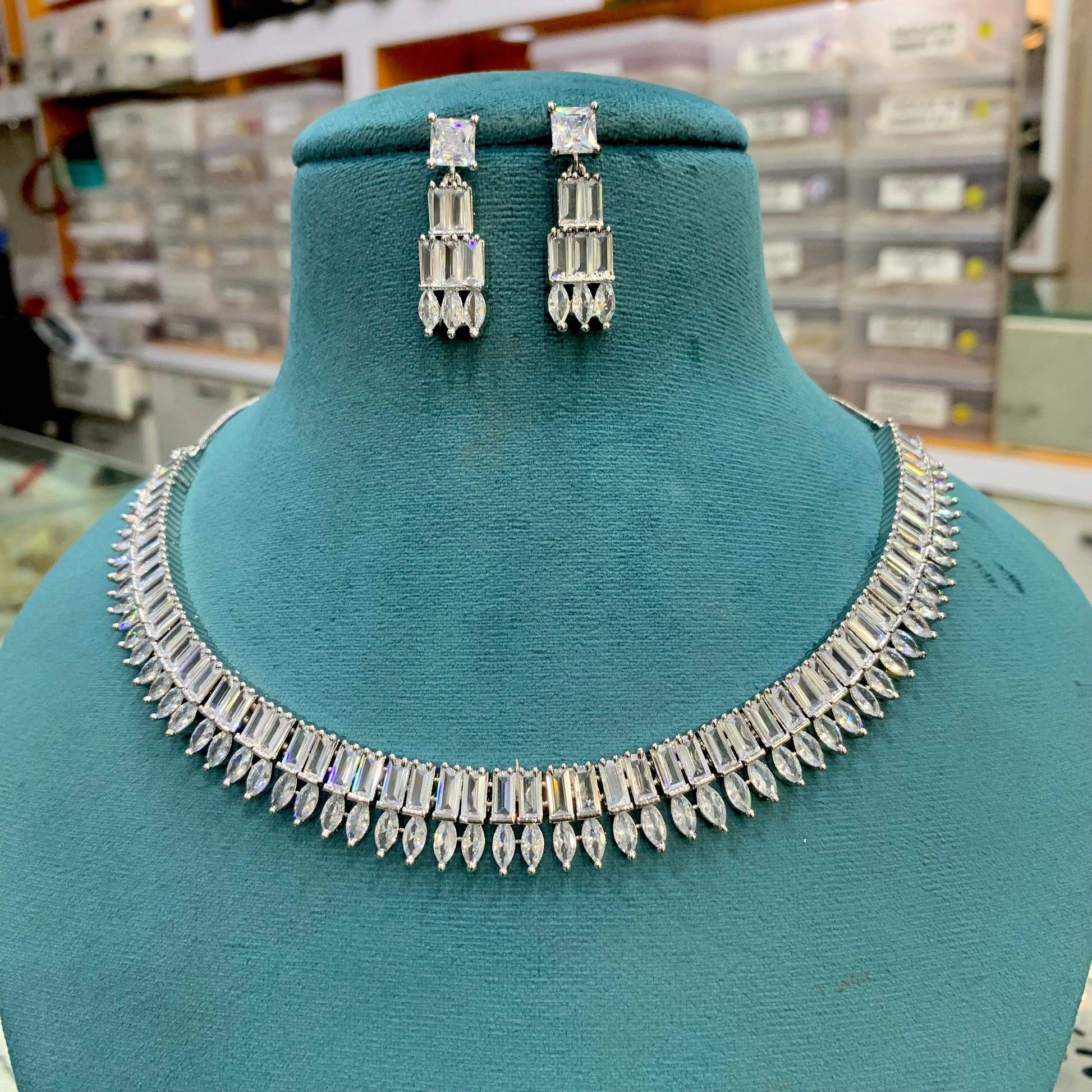 Zircon Necklace Set 3532 - Vijay & Sons