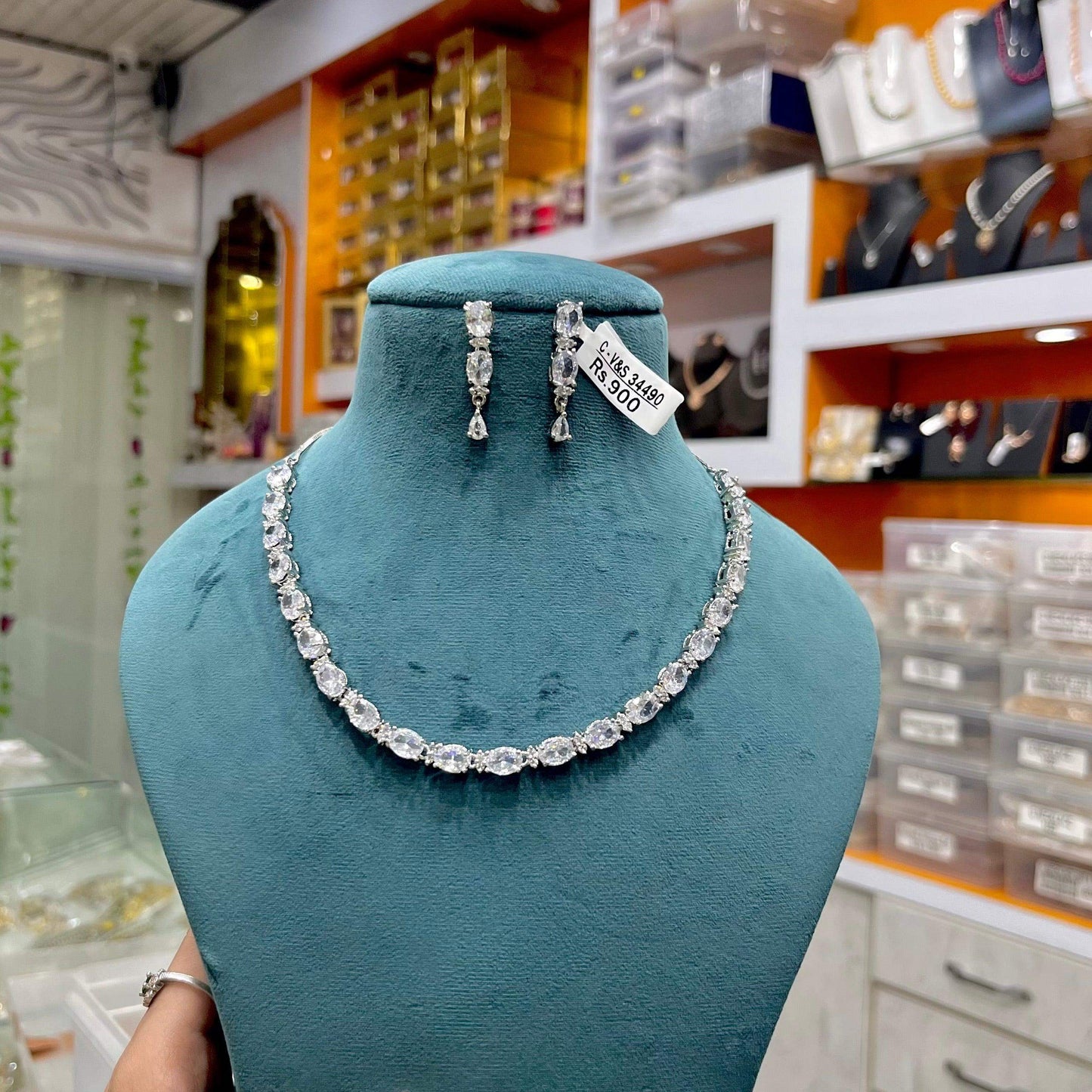 Zircon Necklace Set 333422 - Vijay & Sons