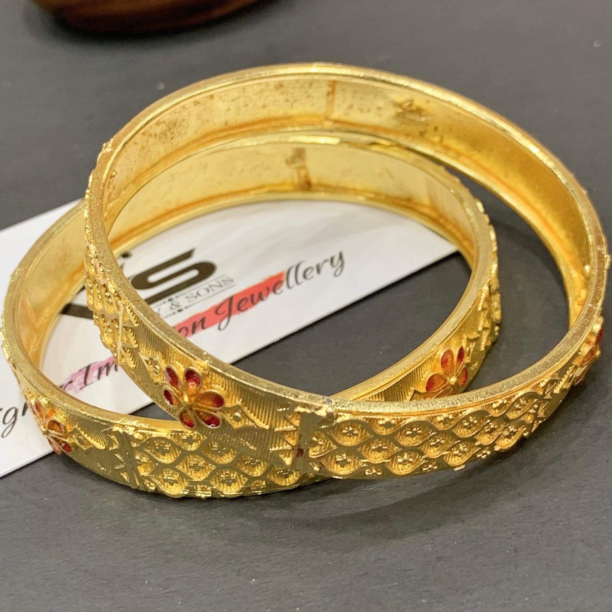 Gold Platted Bangles 67266 - Vijay & Sons