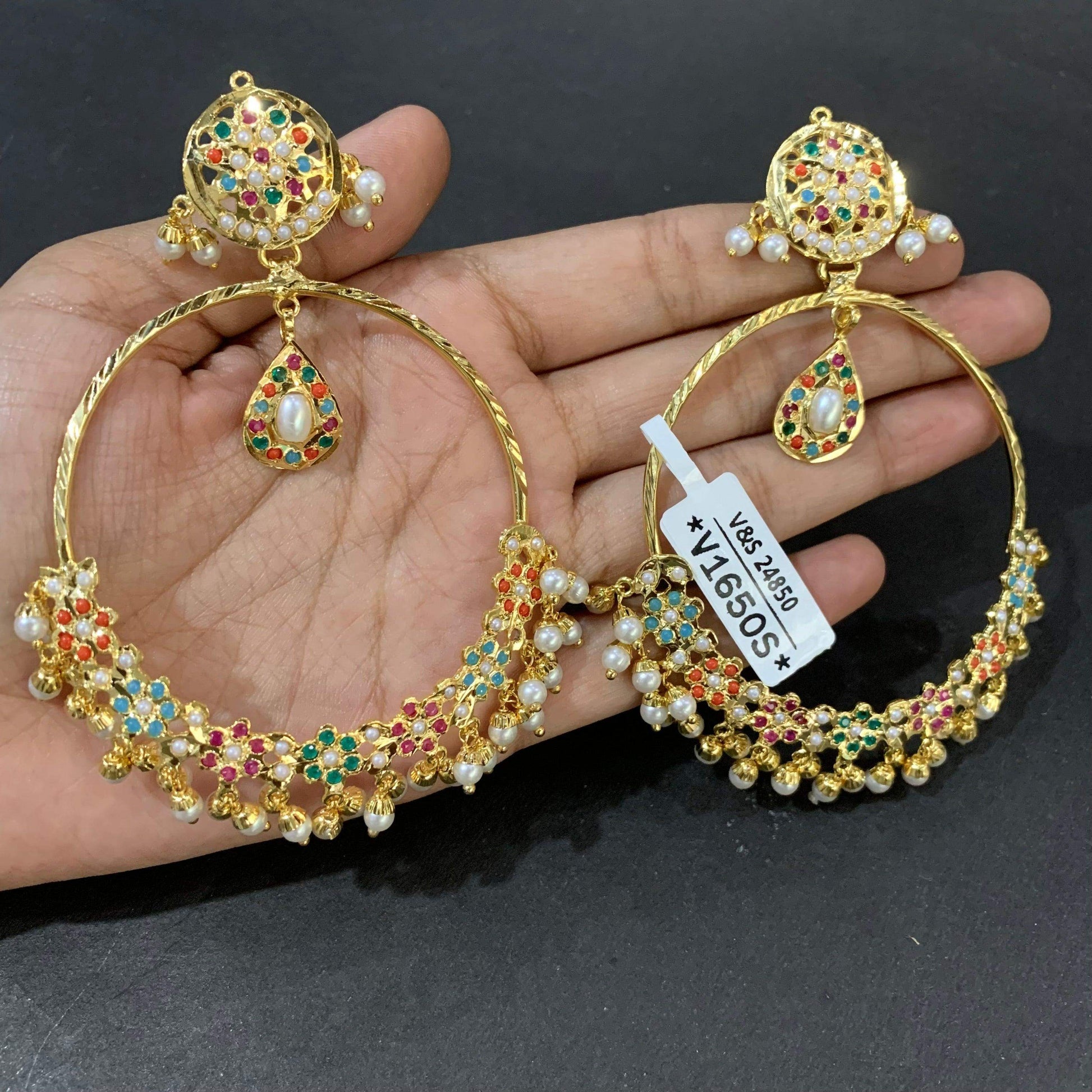 jadu chandbali flower shape earrings - Vijay & Sons