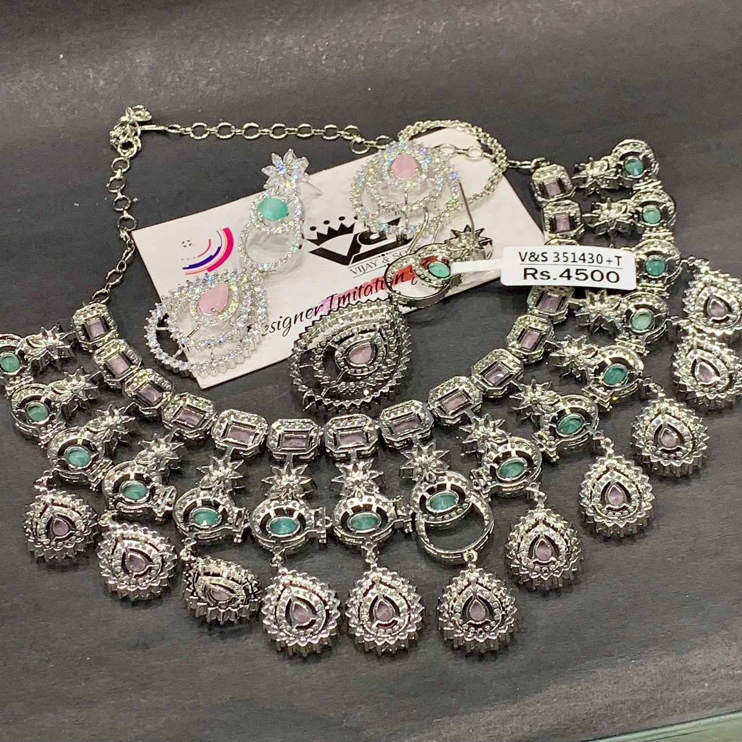 Diamond necklace set 6443 - Vijay & Sons