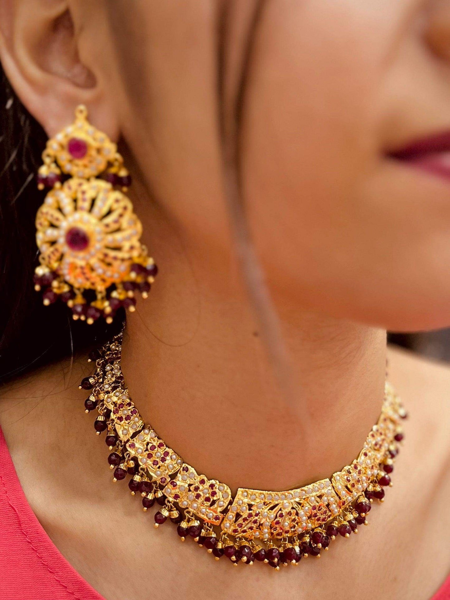 Jadau Necklace Set 23456 - Vijay & Sons