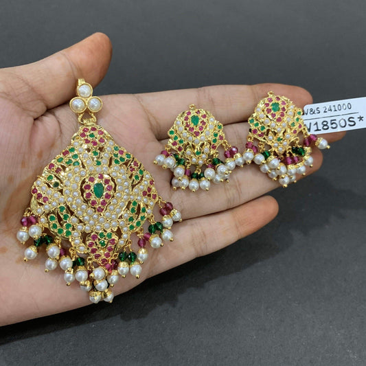 Jadau pendant set 45543 - Vijay & Sons