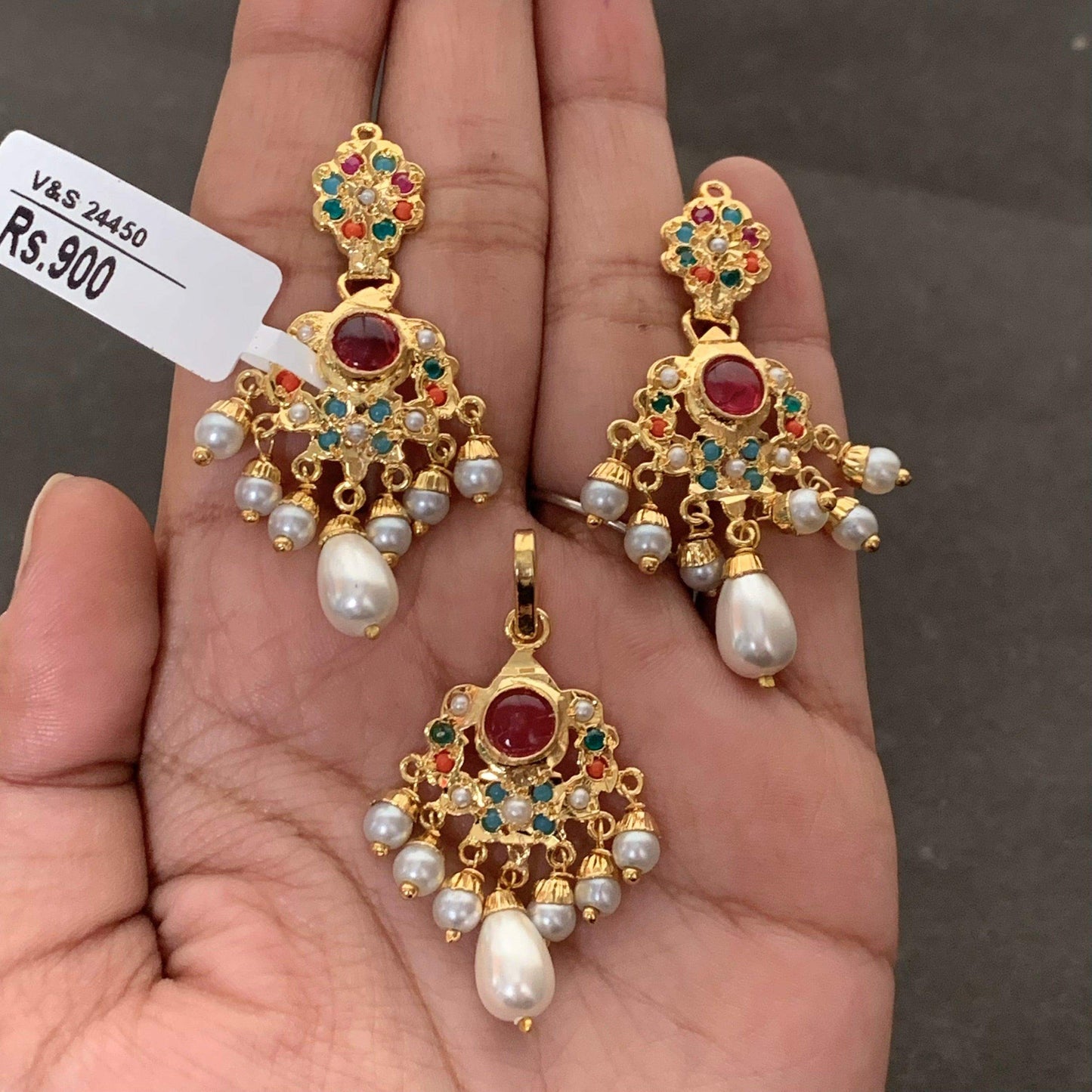 Jadau pendant set 819683 - Vijay & Sons