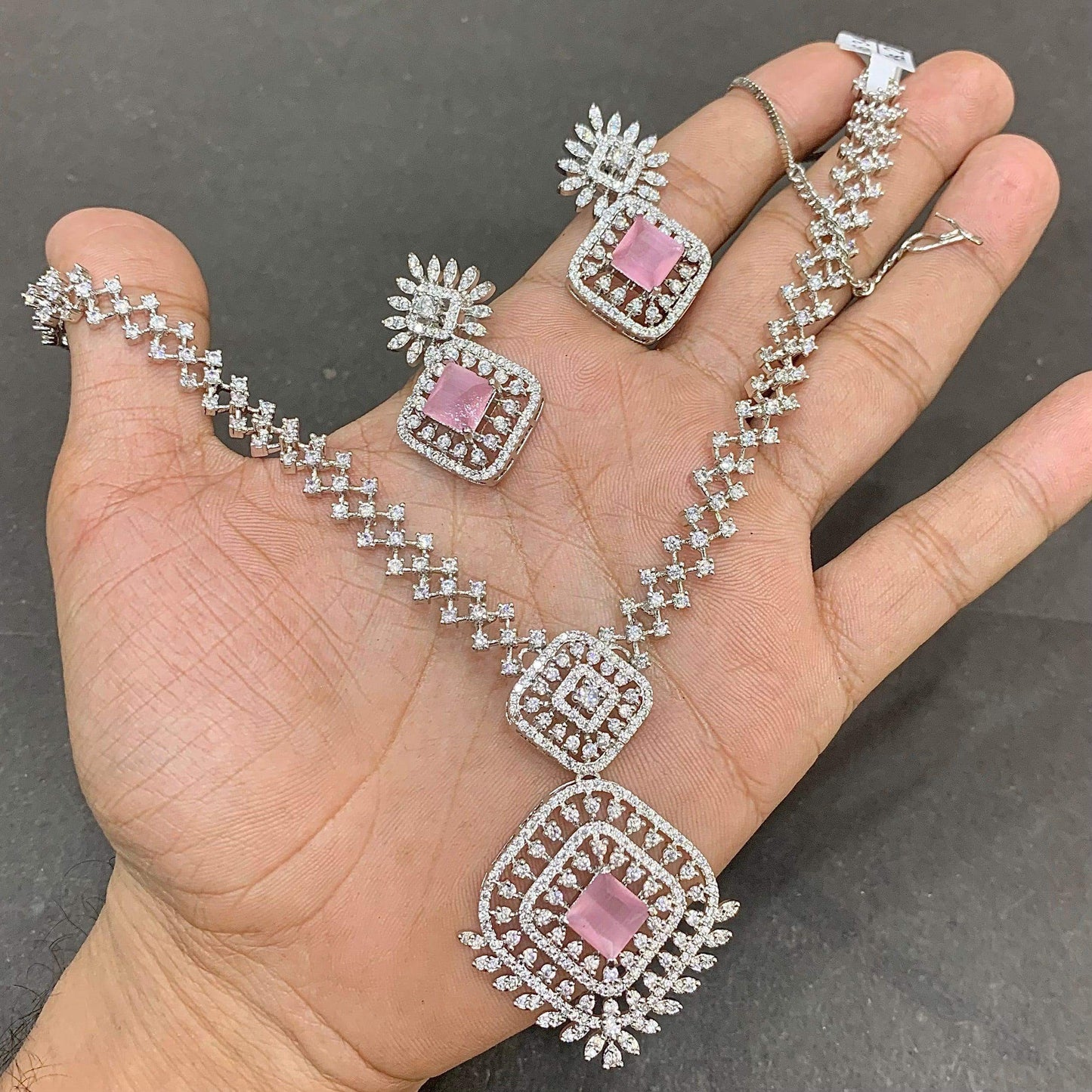 Zircon Necklace Set 47846 - Vijay & Sons
