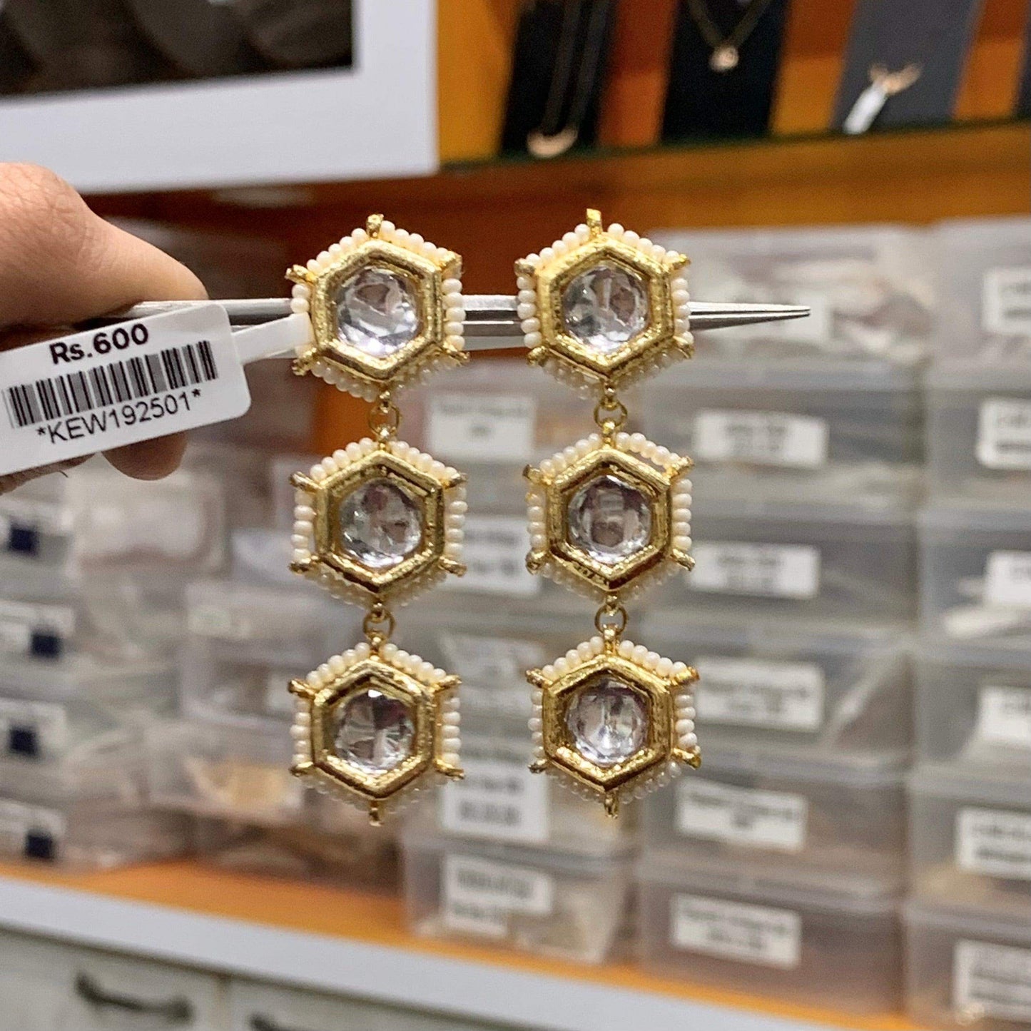 Kundan Stone Stud Earrings - Vijay & Sons