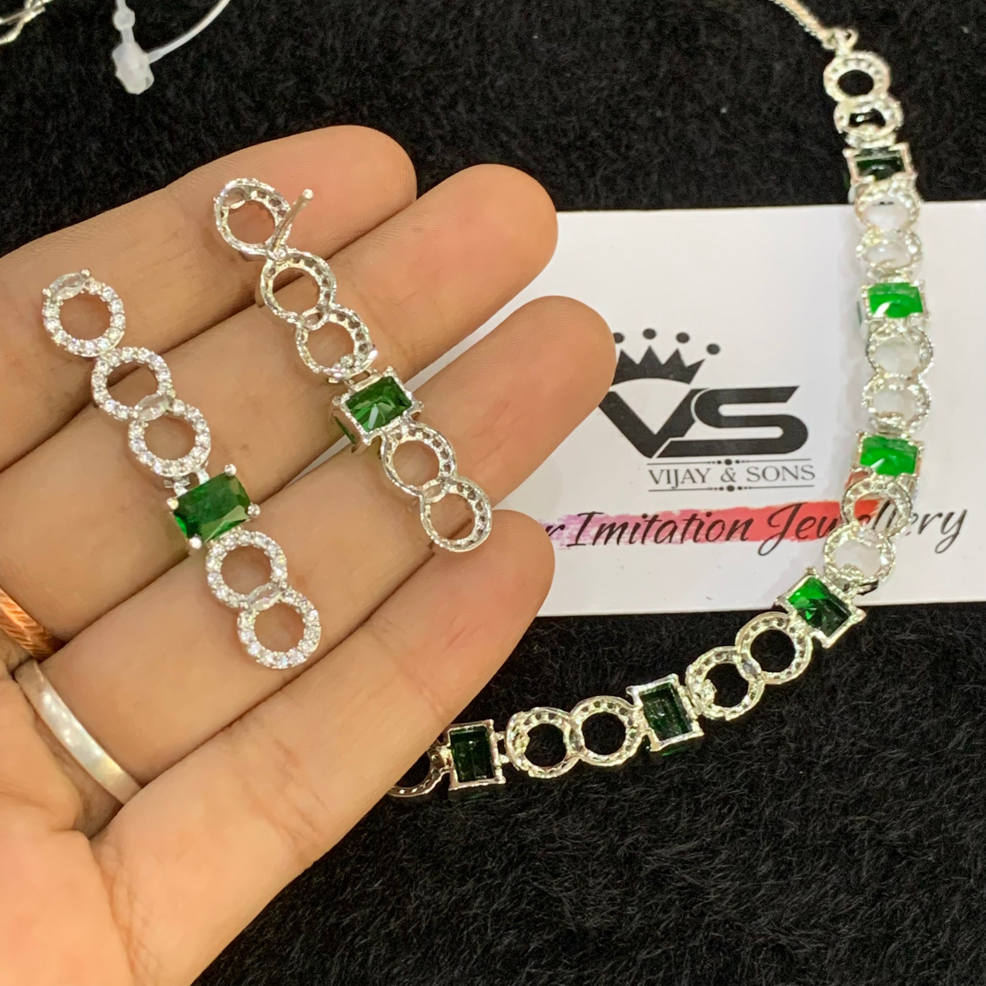 Zircon Necklace Set 963772 - Vijay & Sons