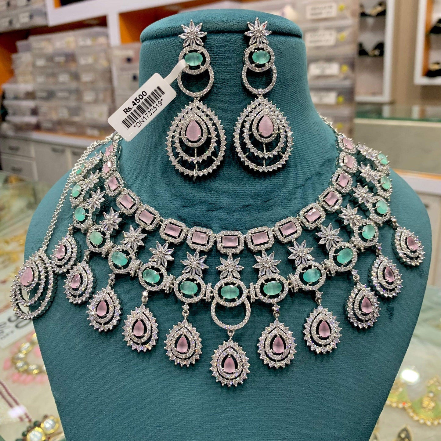Diamond necklace set 6443 - Vijay & Sons