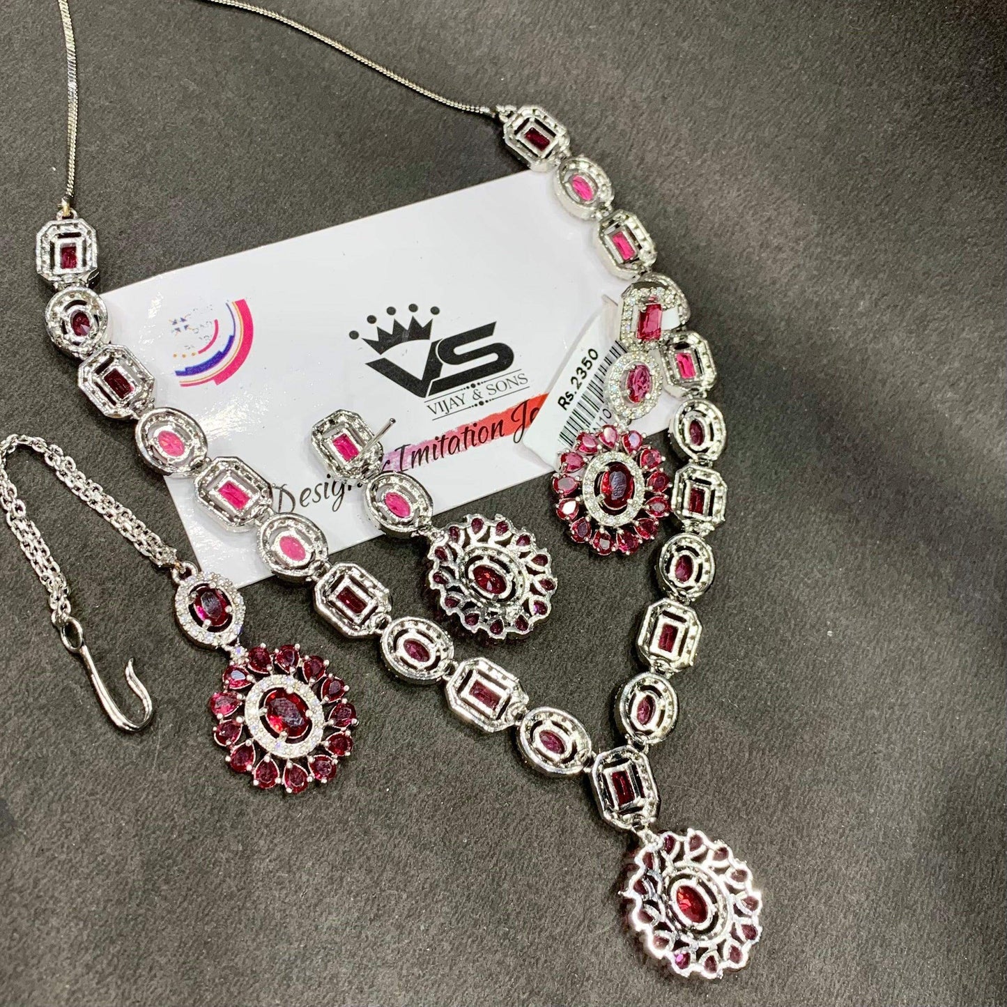 Zircon Necklace Set 23414 - Vijay & Sons