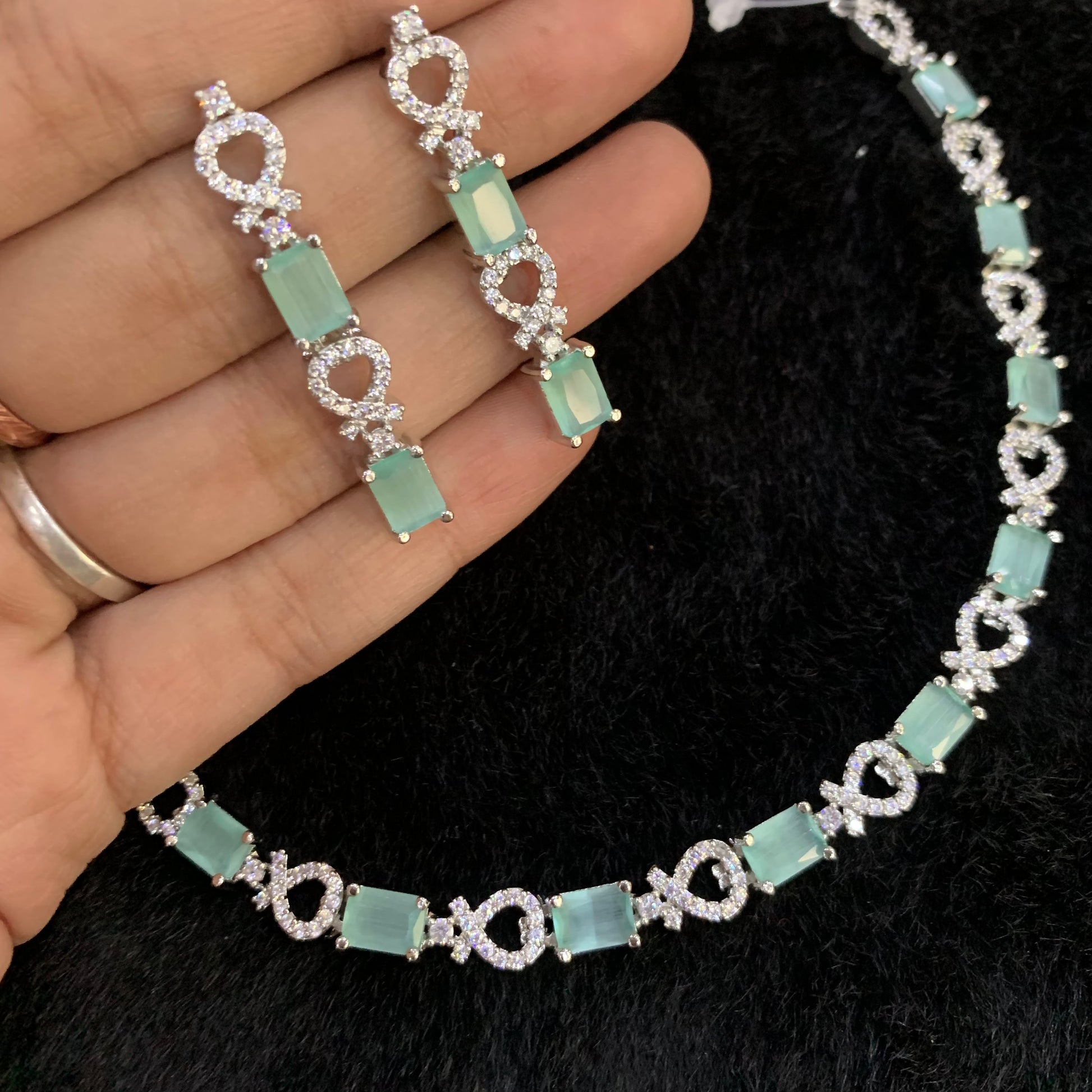 Zircon Necklace Set 6442 - Vijay & Sons