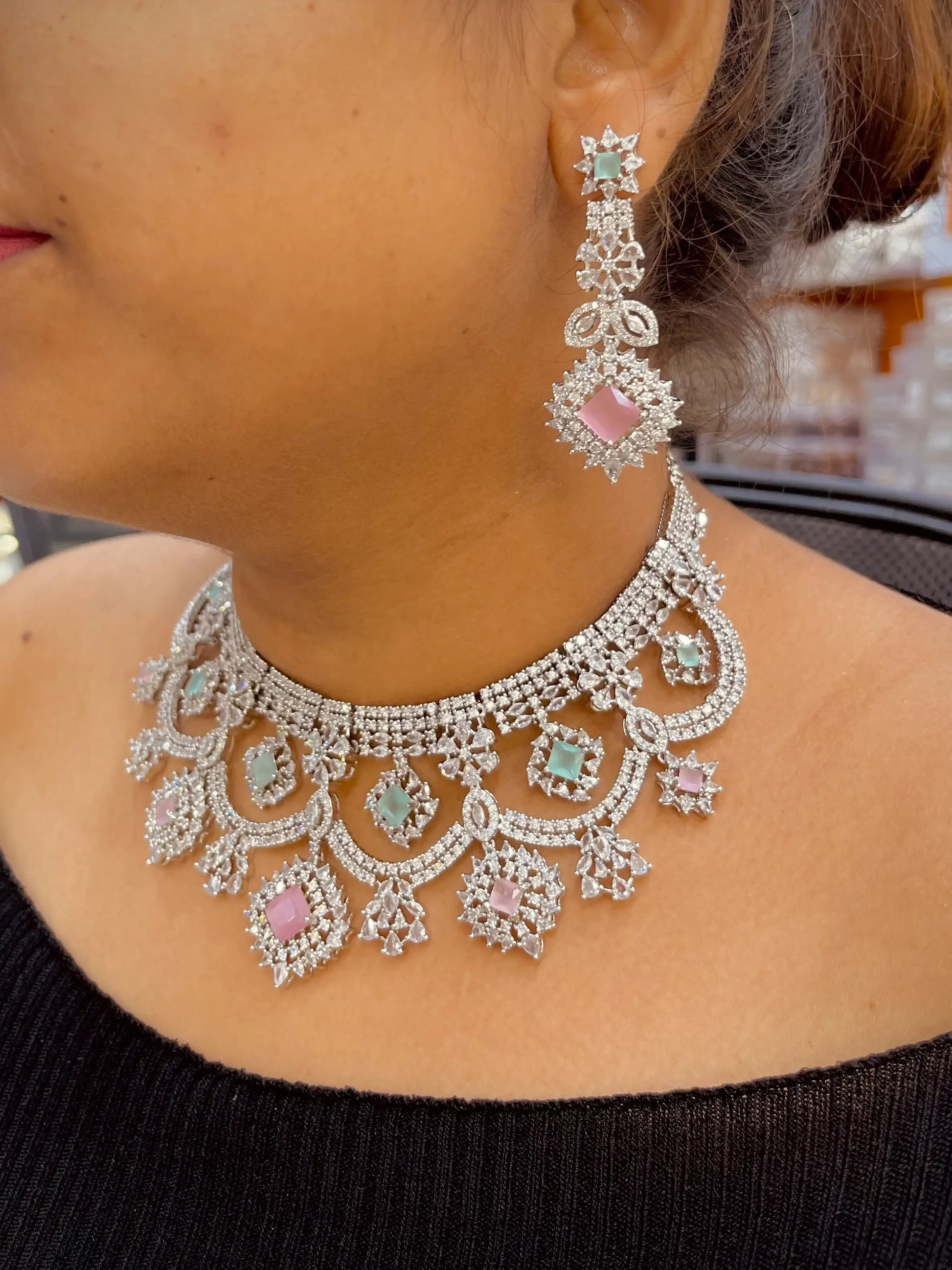 Zircon Necklace Set 368567 - Vijay & Sons