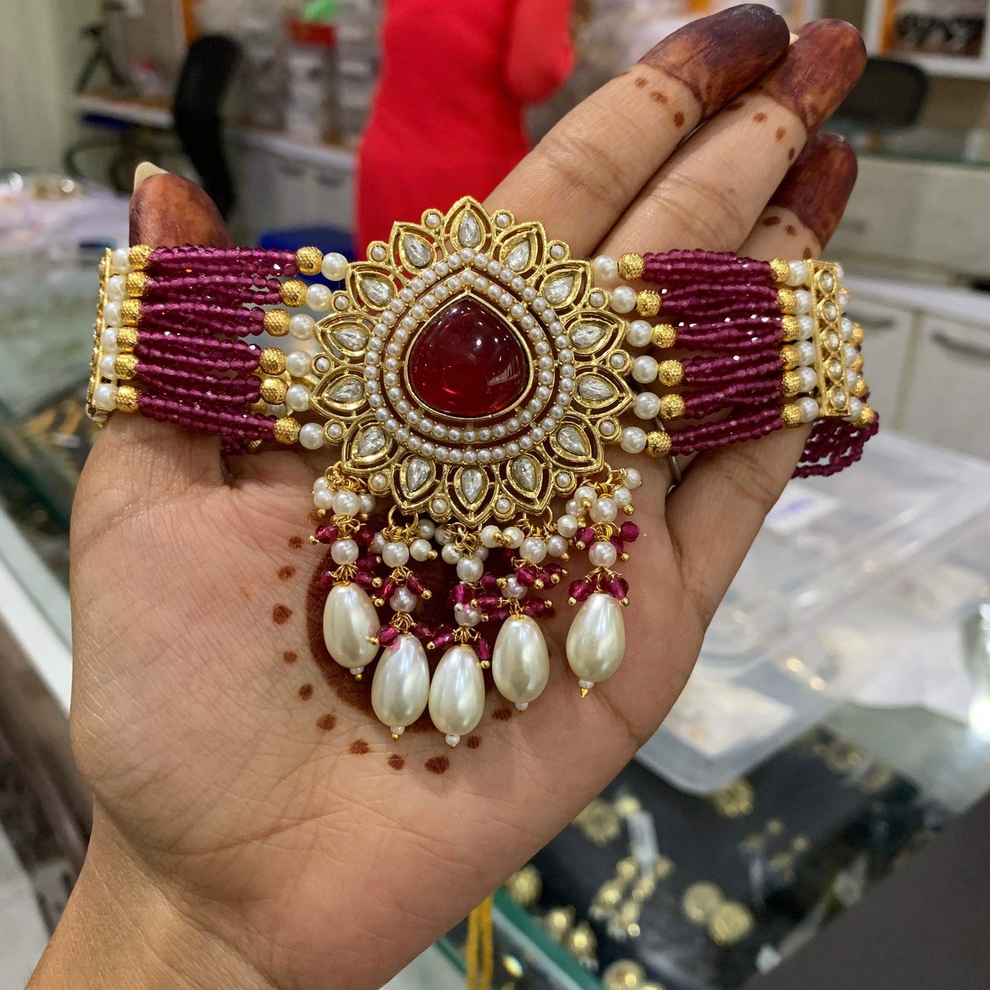 Kundan Necklace Set 56790 - Vijay & Sons