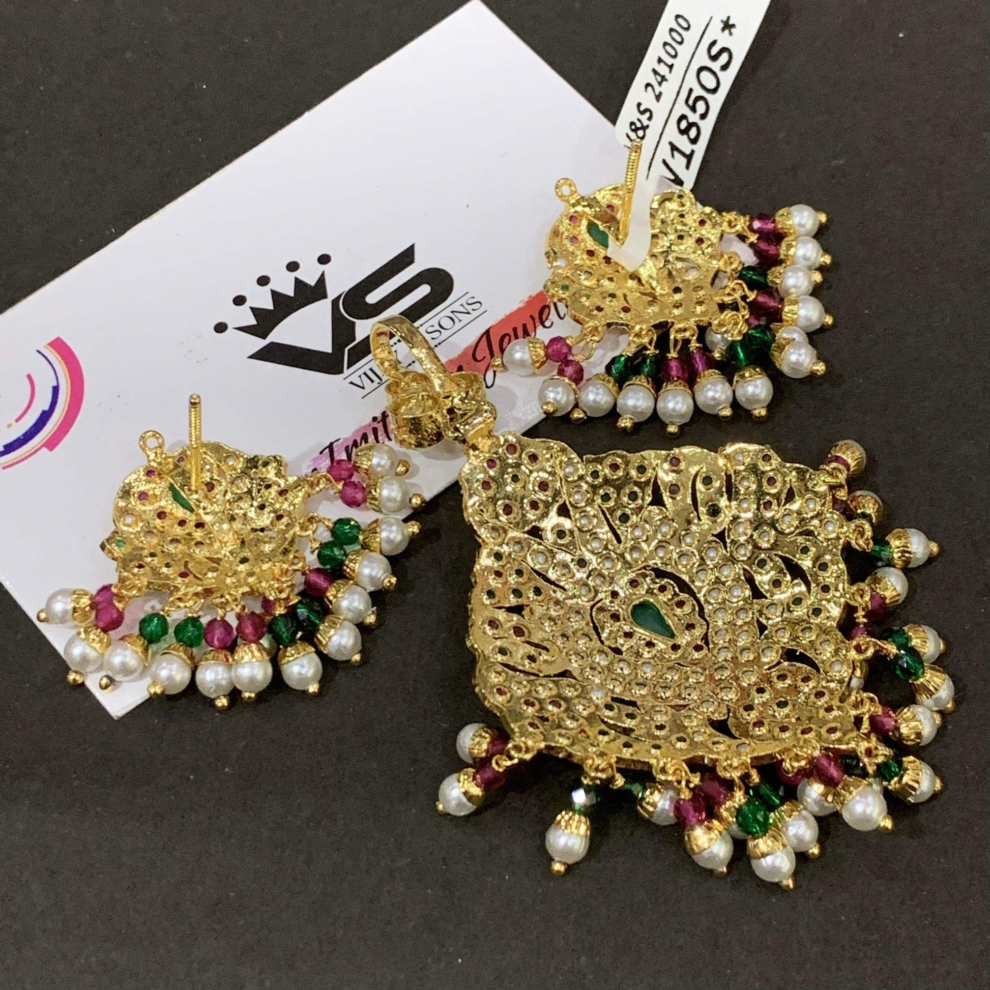Jadau pendant set 45543 - Vijay & Sons