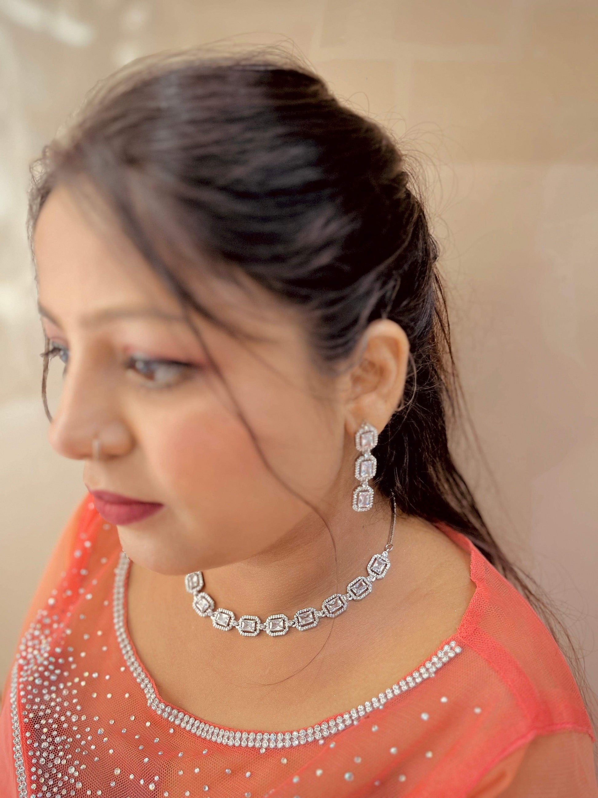 Zircon Necklace Sets 25884 - Vijay & Sons