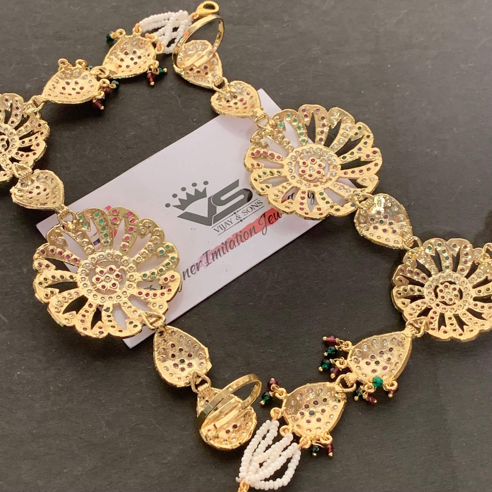 Jadau Ring adjustable size 294719 - Vijay & Sons