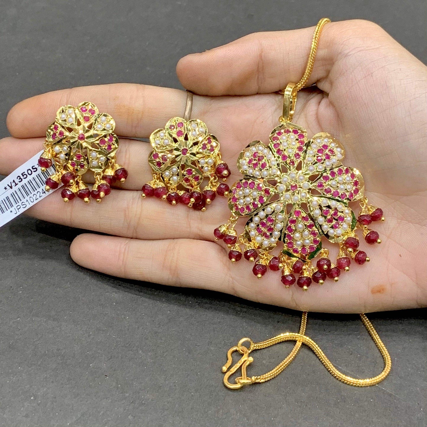 Jadau pendant set 345665 - Vijay & Sons
