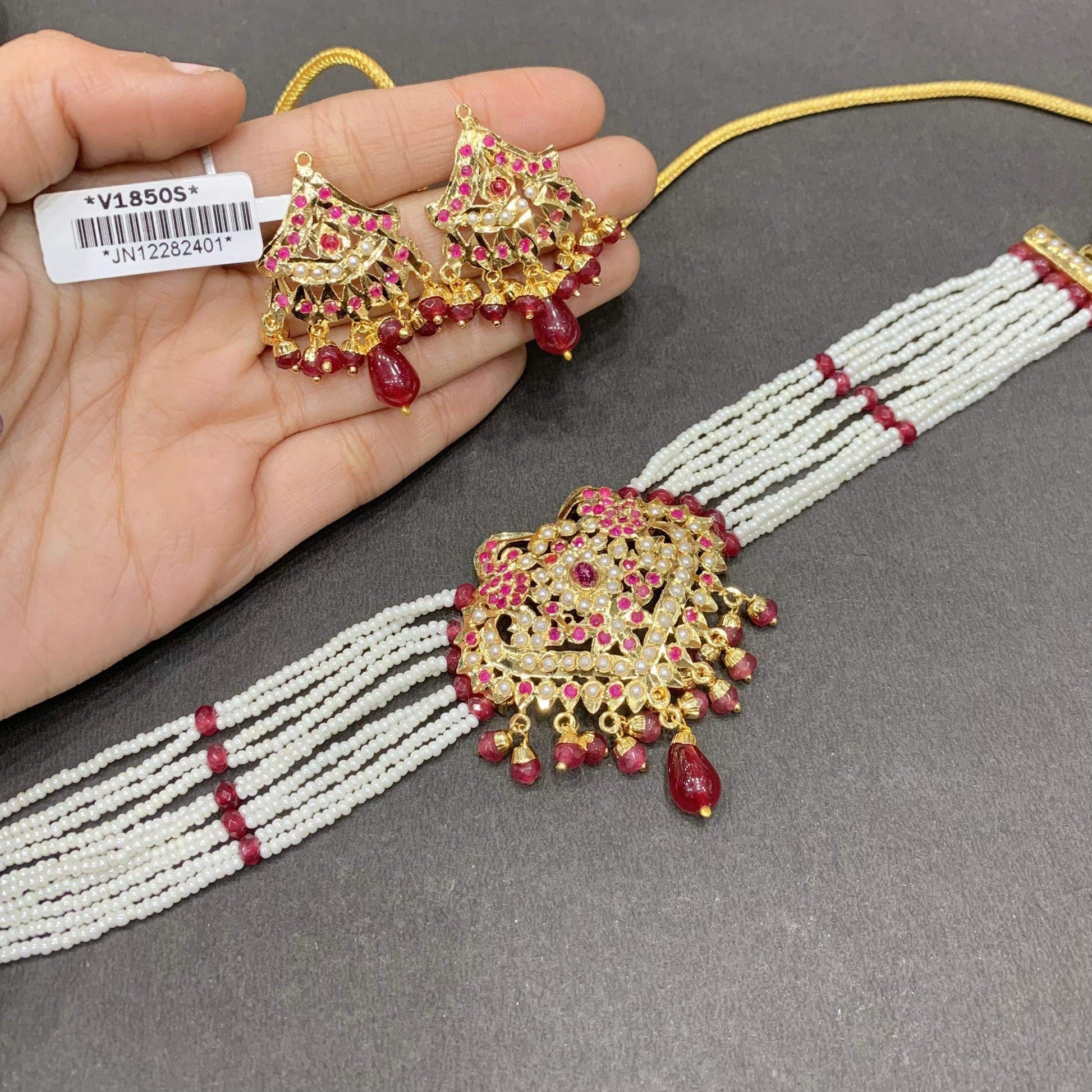 Jadau Necklace Set 45544 - Vijay & Sons