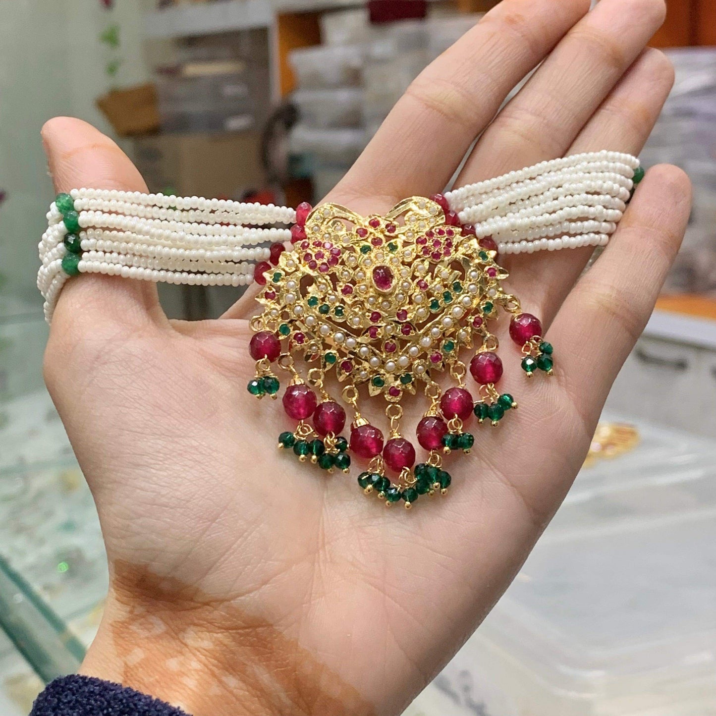 Jadau choker set8666223 - Vijay & Sons