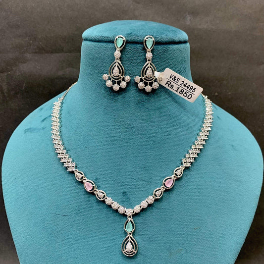 Diamond necklace set 3214 - Vijay & Sons