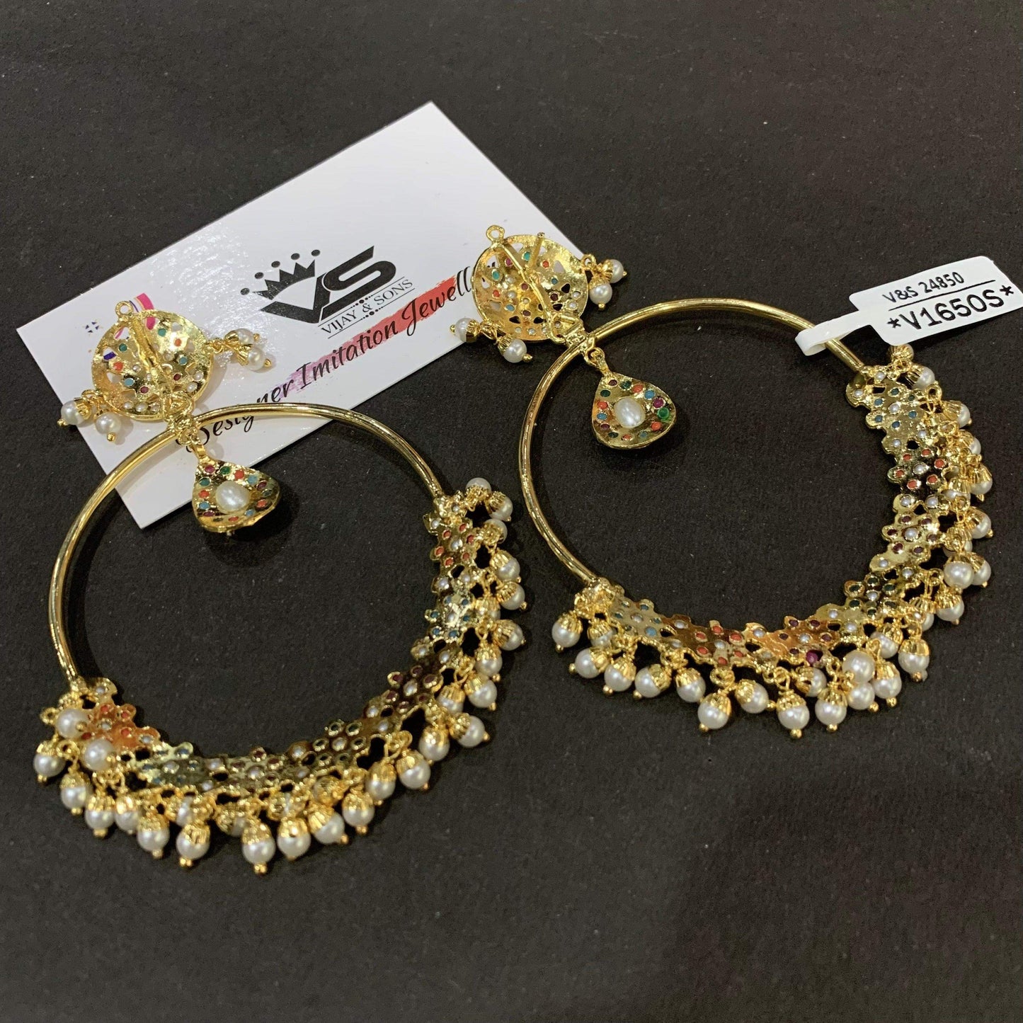 jadu chandbali flower shape earrings - Vijay & Sons