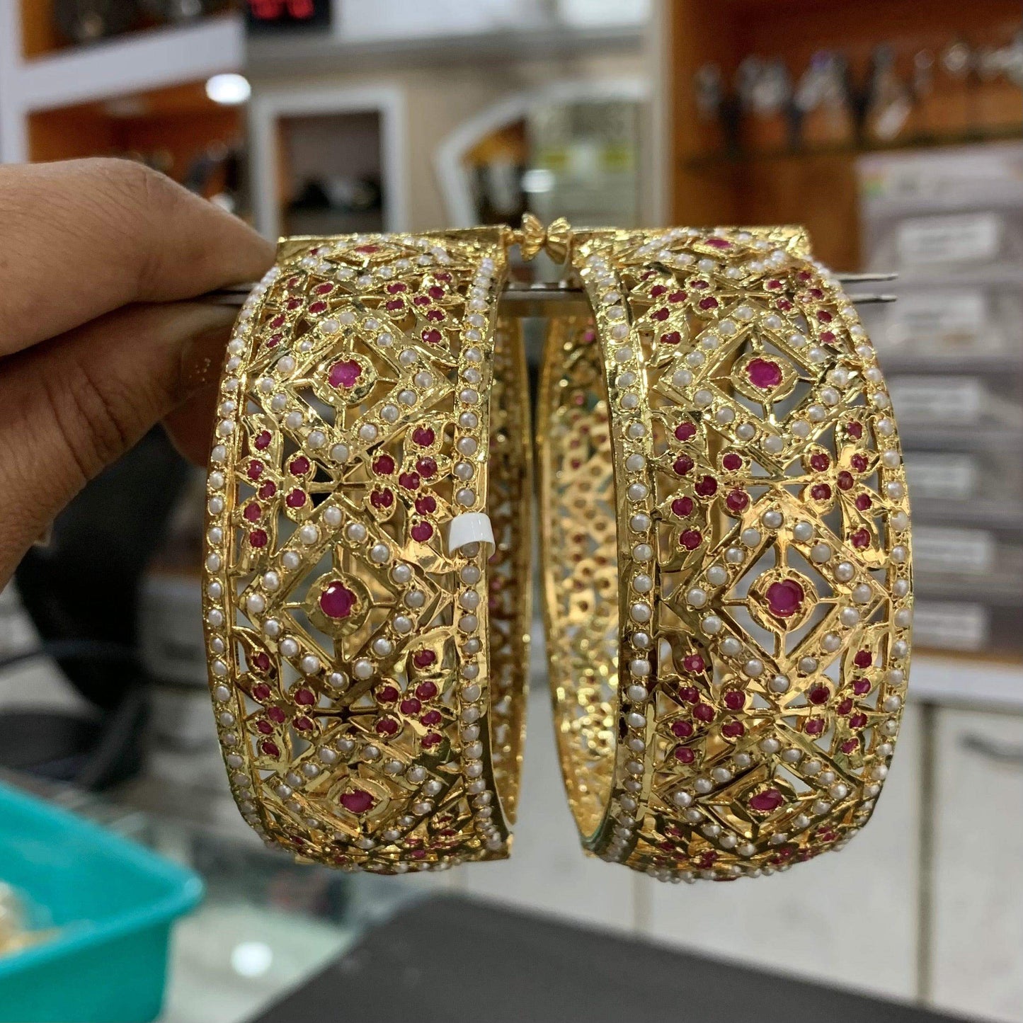 Openable Jadau Bangles 36765 - Vijay & Sons