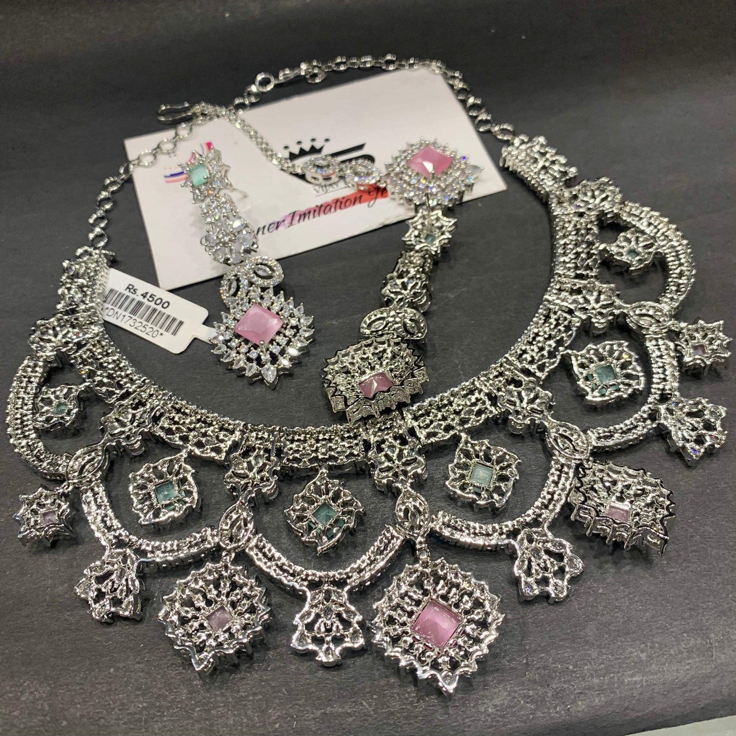 Zircon Necklace Set 368567 - Vijay & Sons