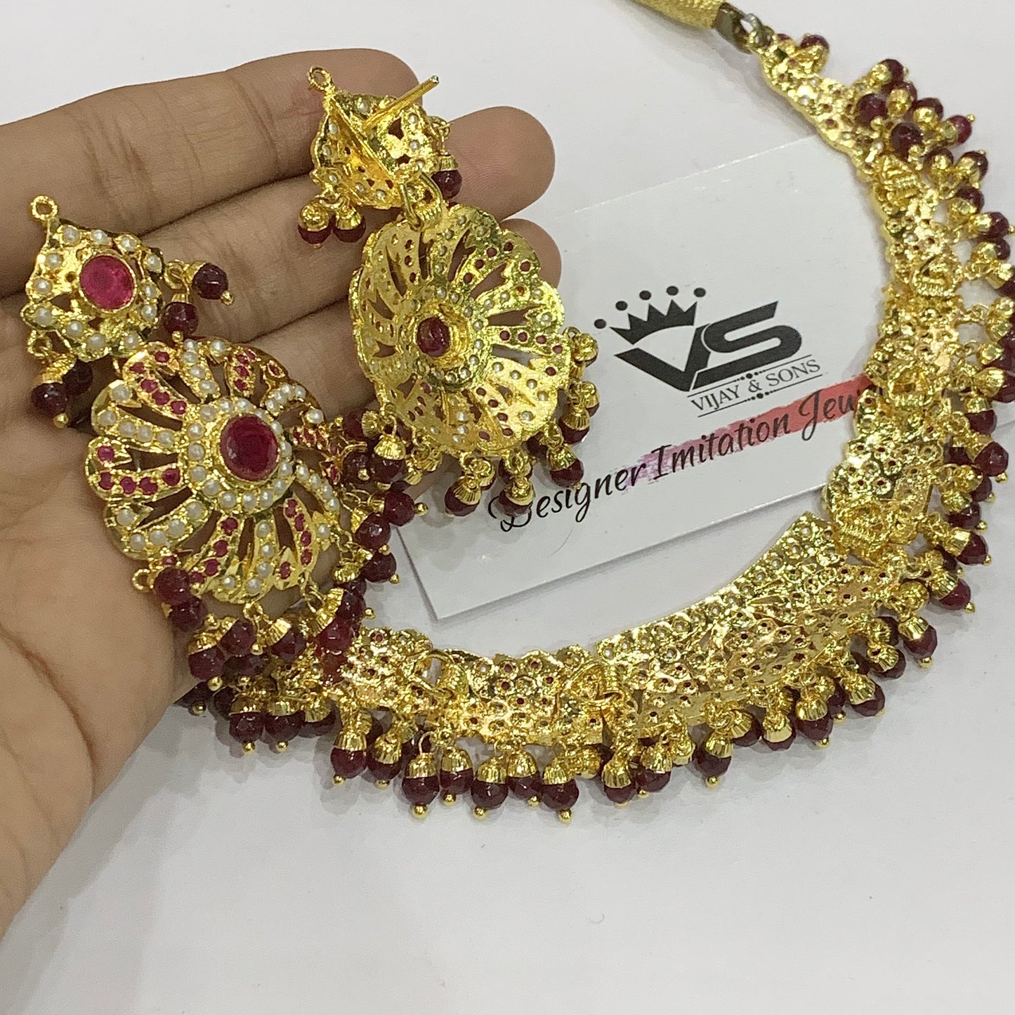 Jadau Necklace Set 23456 - Vijay & Sons