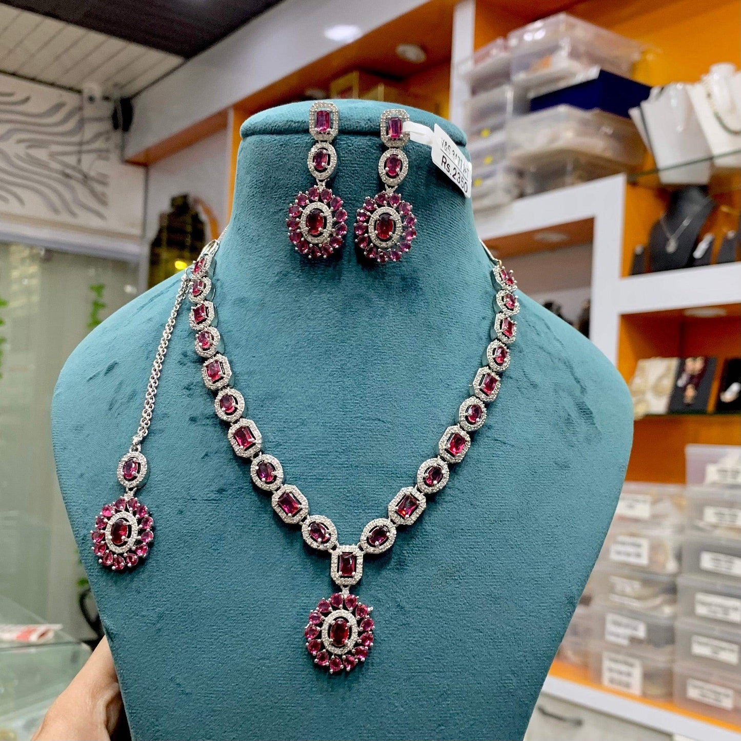 Zircon Necklace Set 23414 - Vijay & Sons