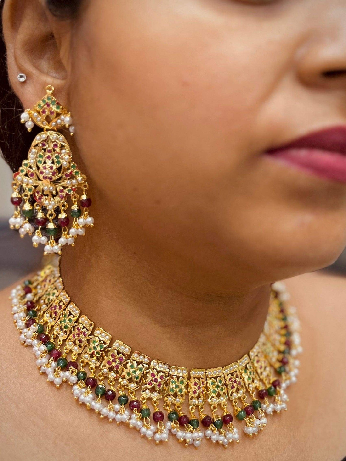 Jadau Necklace Set 4567 - Vijay & Sons