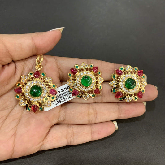 Jadau pendant set 45543 - Vijay & Sons