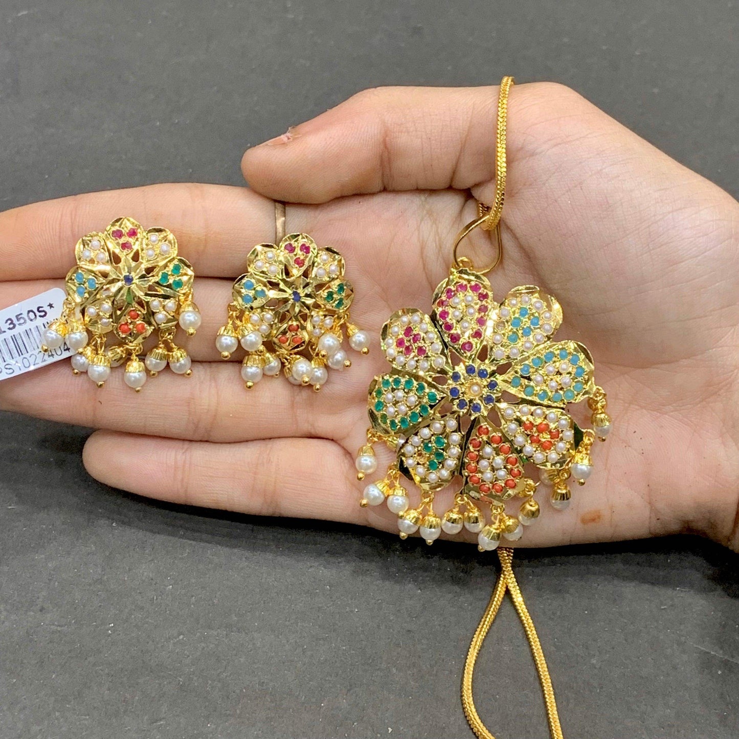 Jadau pendant set 345665 - Vijay & Sons