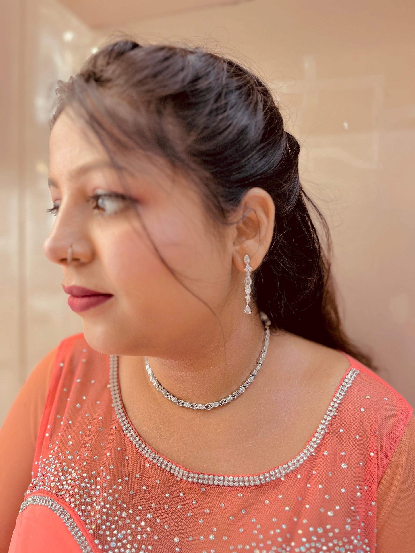 Zircon Necklace Set 3345 - Vijay & Sons