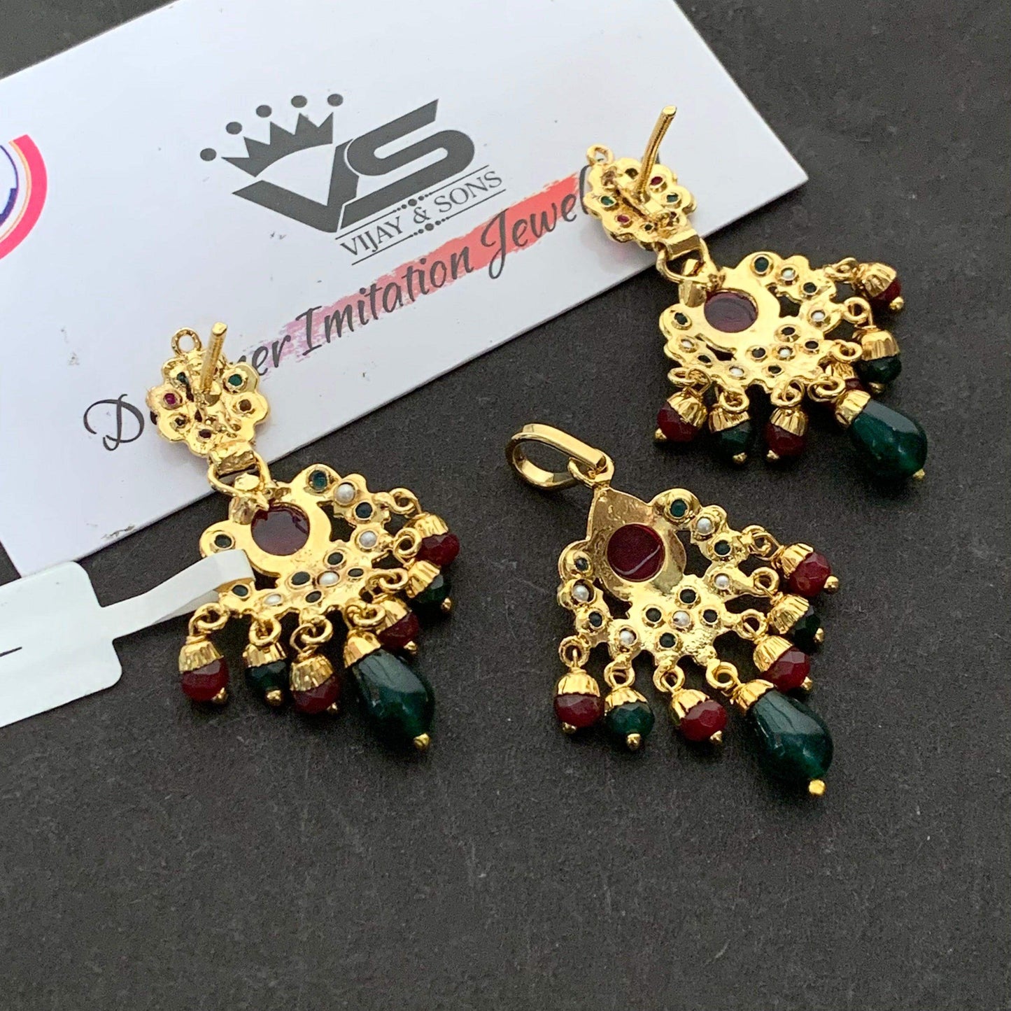 Jadau pendant set 819683 - Vijay & Sons