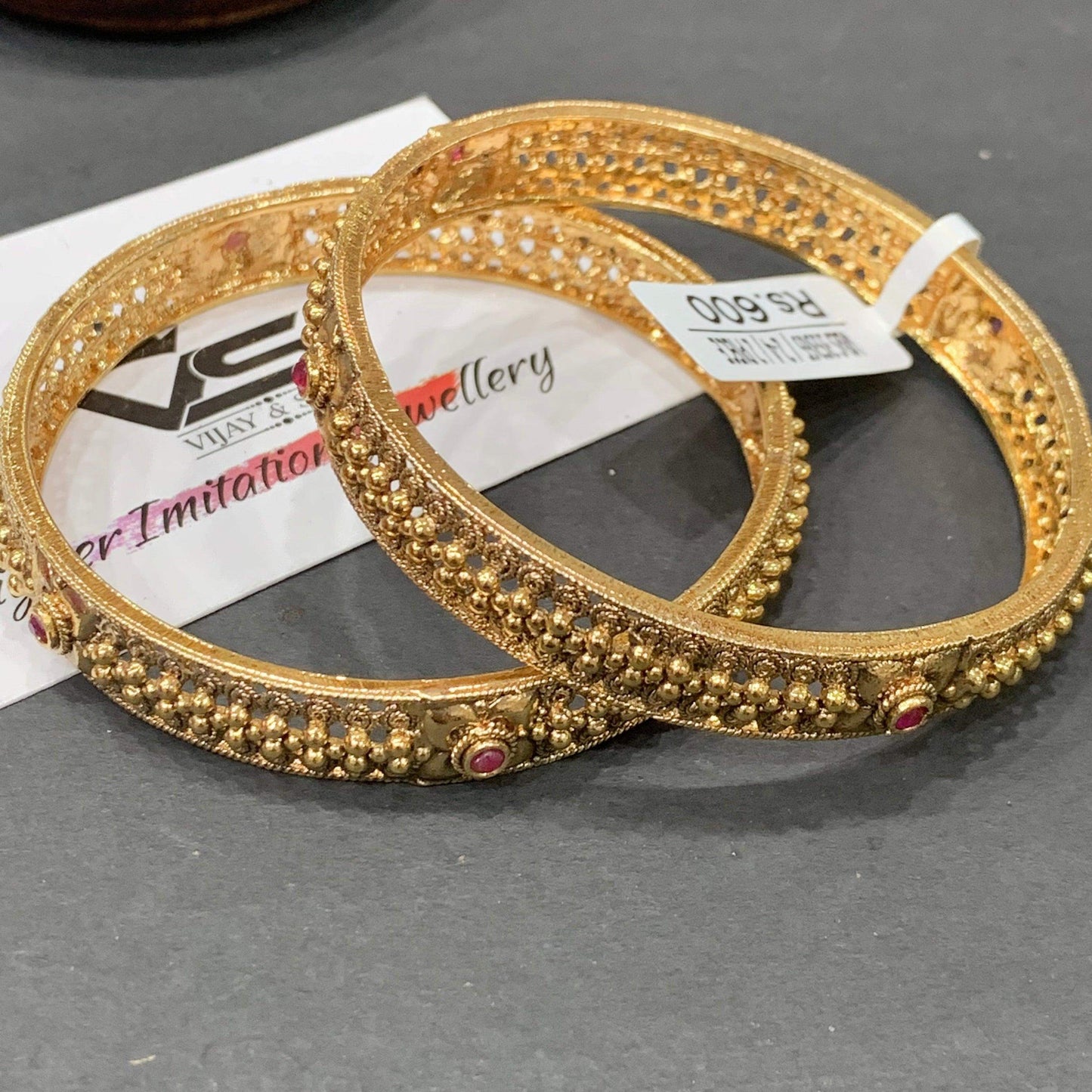 Kundan Antique Bangles 51677 - Vijay & Sons