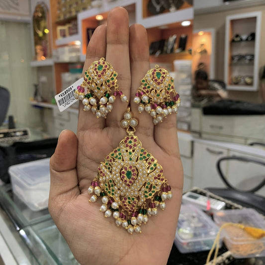 Jadau pendant set 45543 - Vijay & Sons