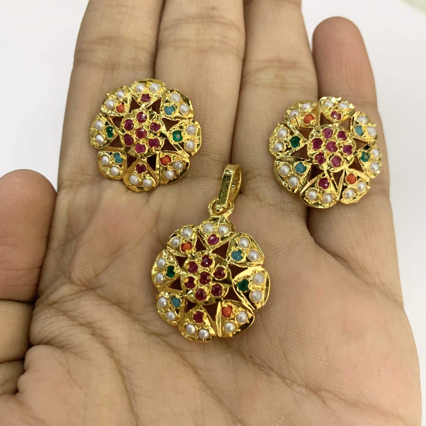 Jadau pendent set 45678912 - Vijay & Sons