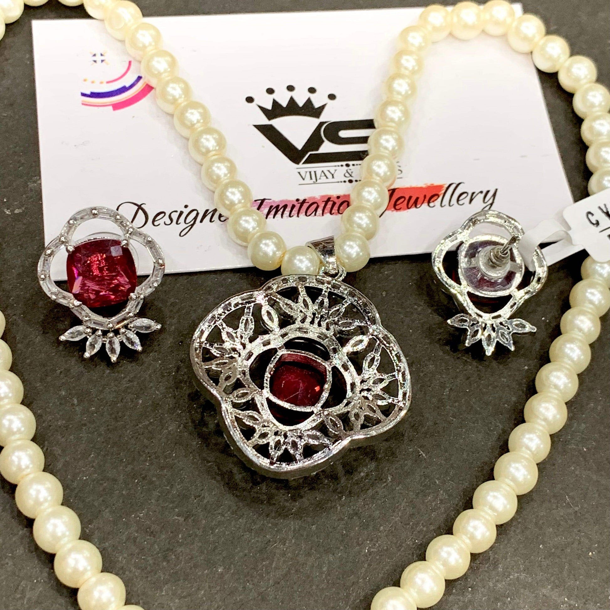 Zircon Pendant Sets 526897 - Vijay & Sons
