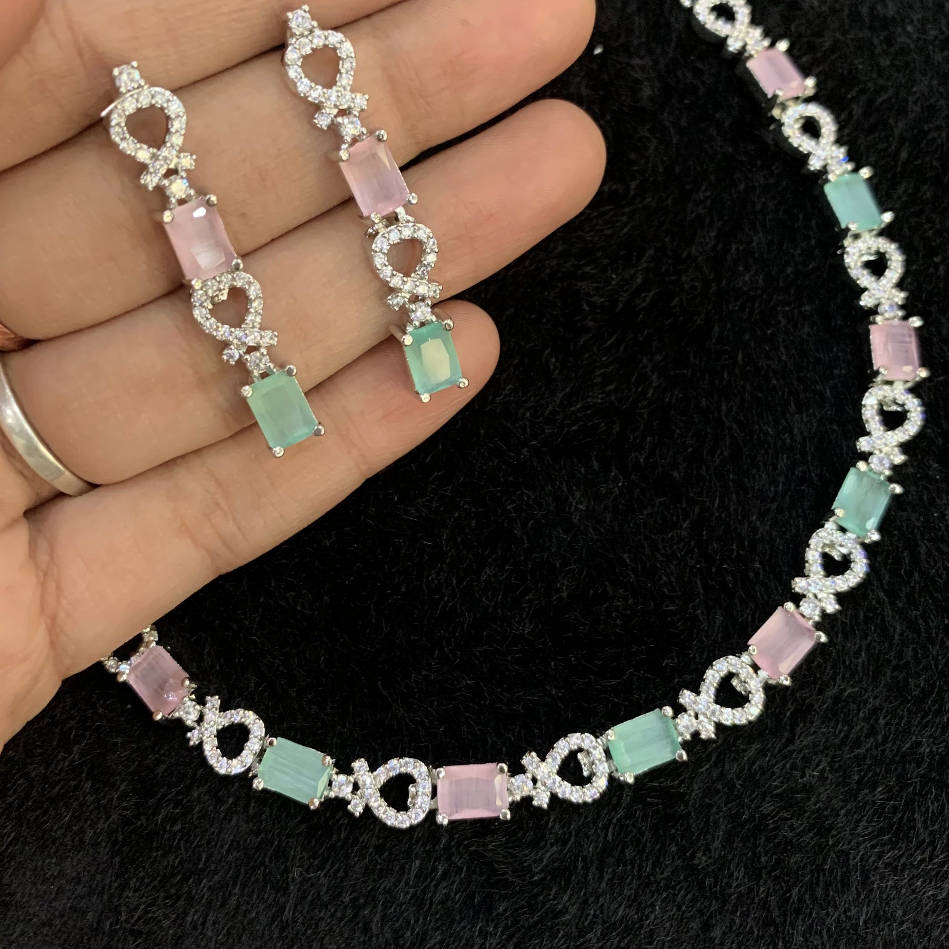 Zircon Necklace Set 6442 - Vijay & Sons