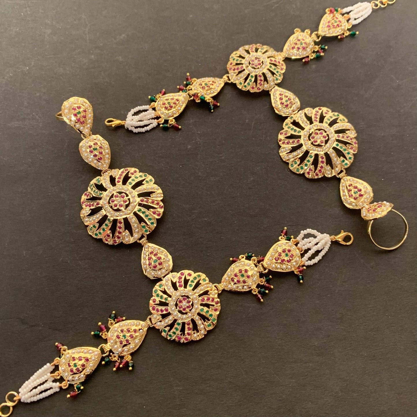 Jadau Ring adjustable size 294719 - Vijay & Sons