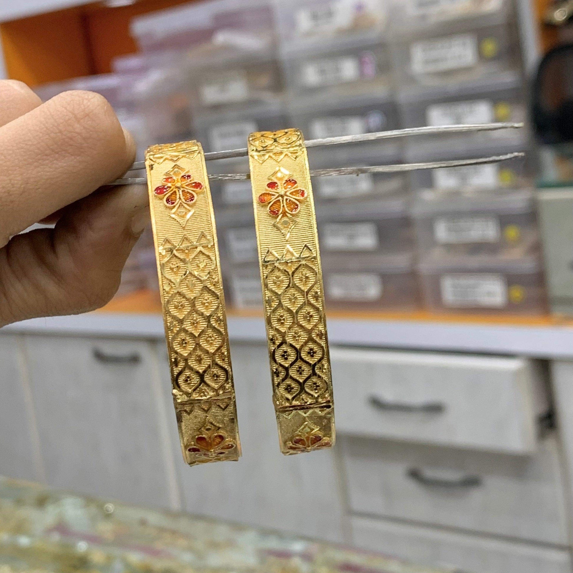 Gold Platted Bangles 67266 - Vijay & Sons