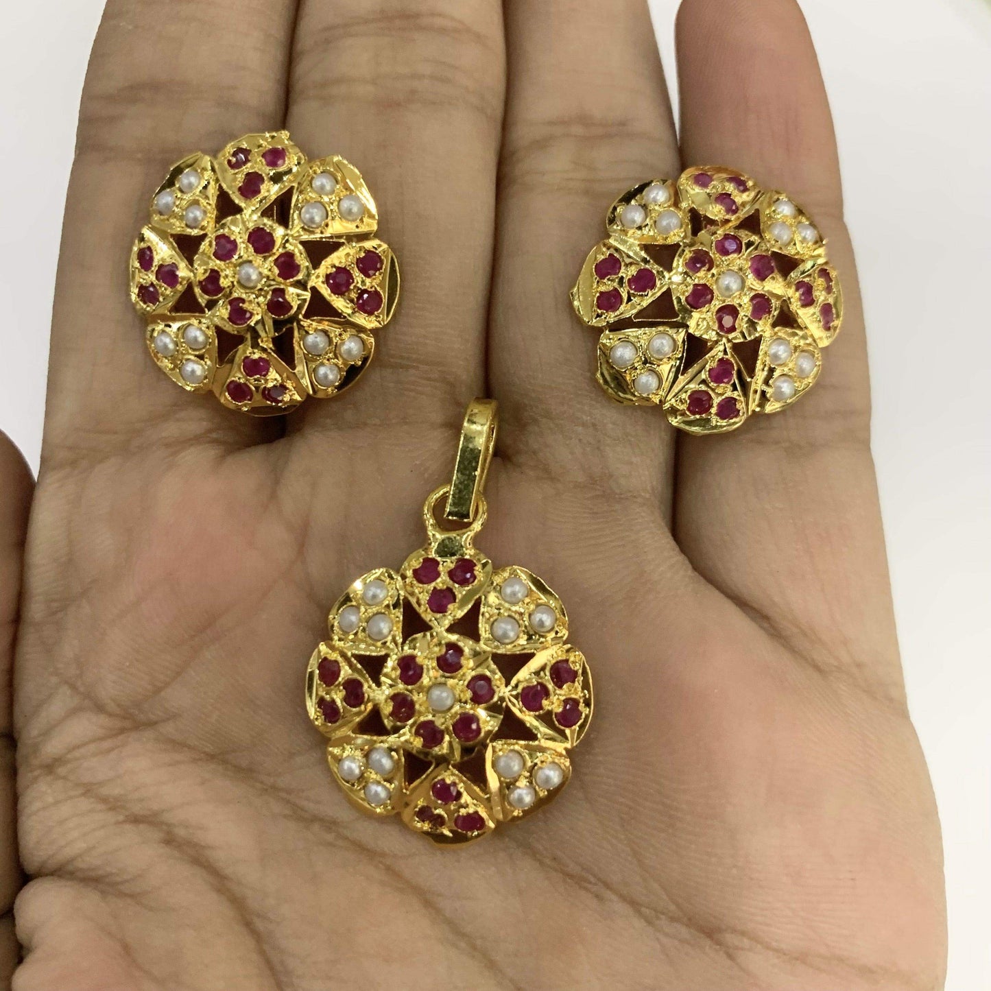 Jadau pendent set 45678912 - Vijay & Sons