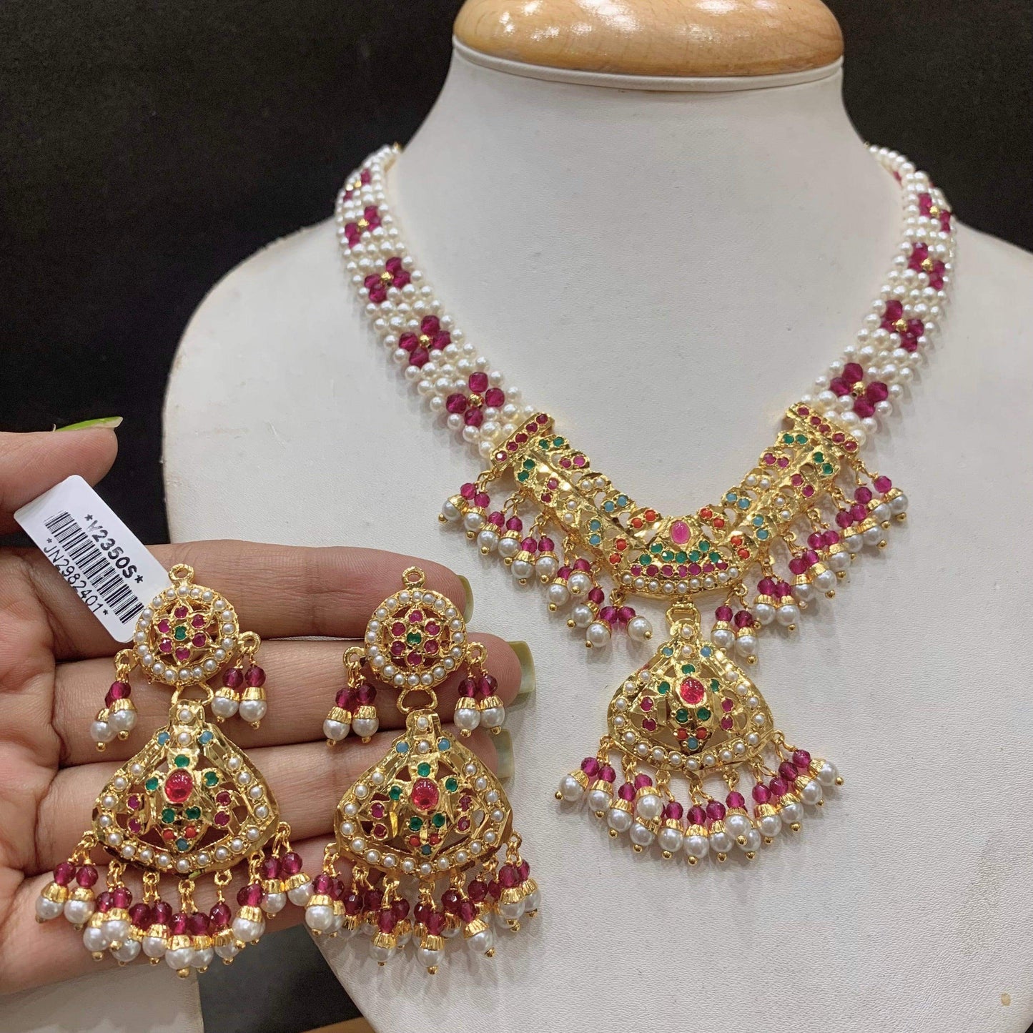 Jadau Necklace Set 058492 - Vijay & Sons