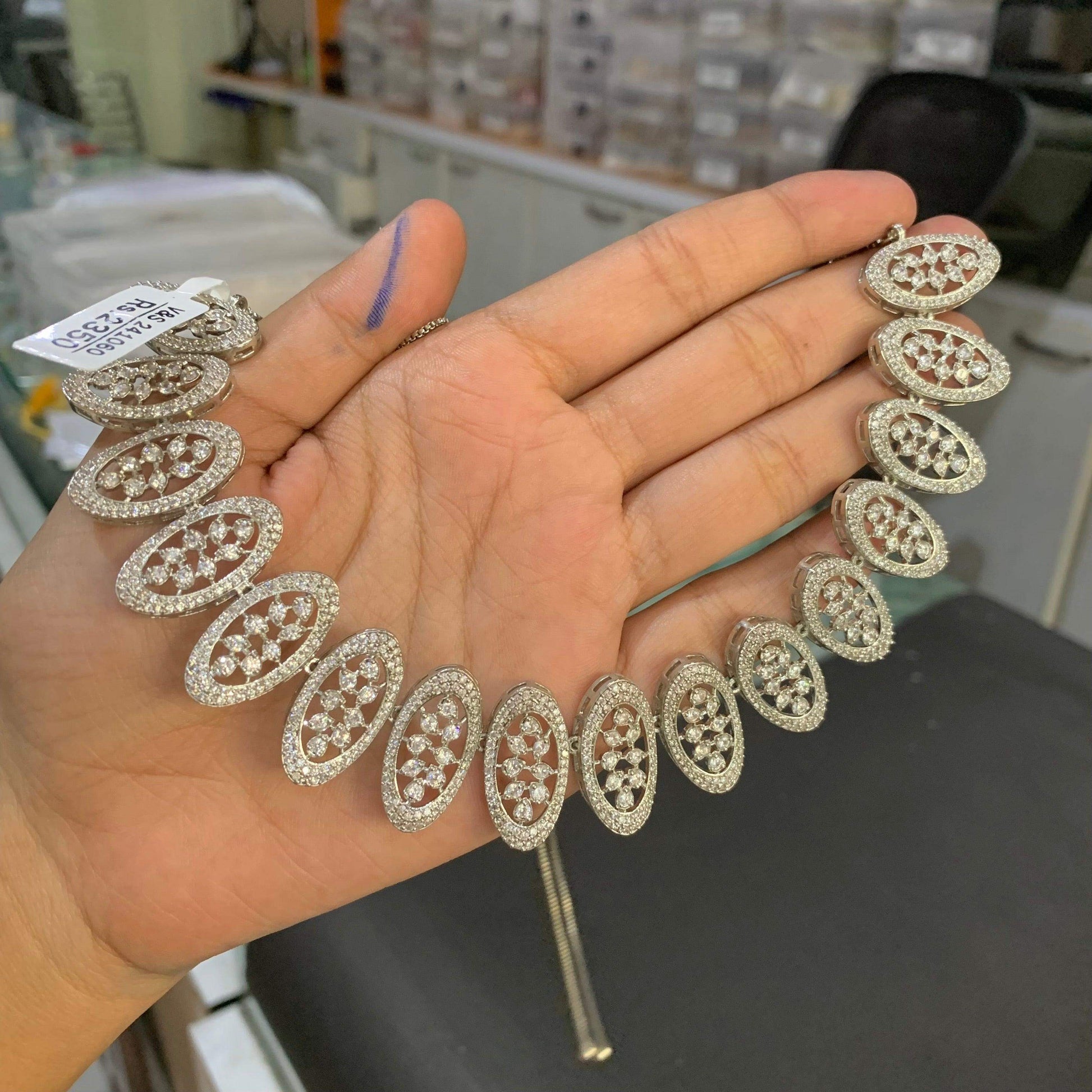 Zircon Necklace set 47899 - Vijay & Sons