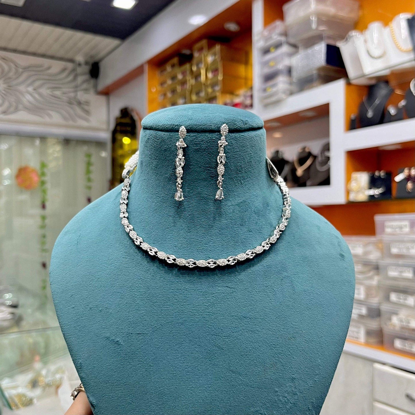 Zircon Necklace Set 3345 - Vijay & Sons