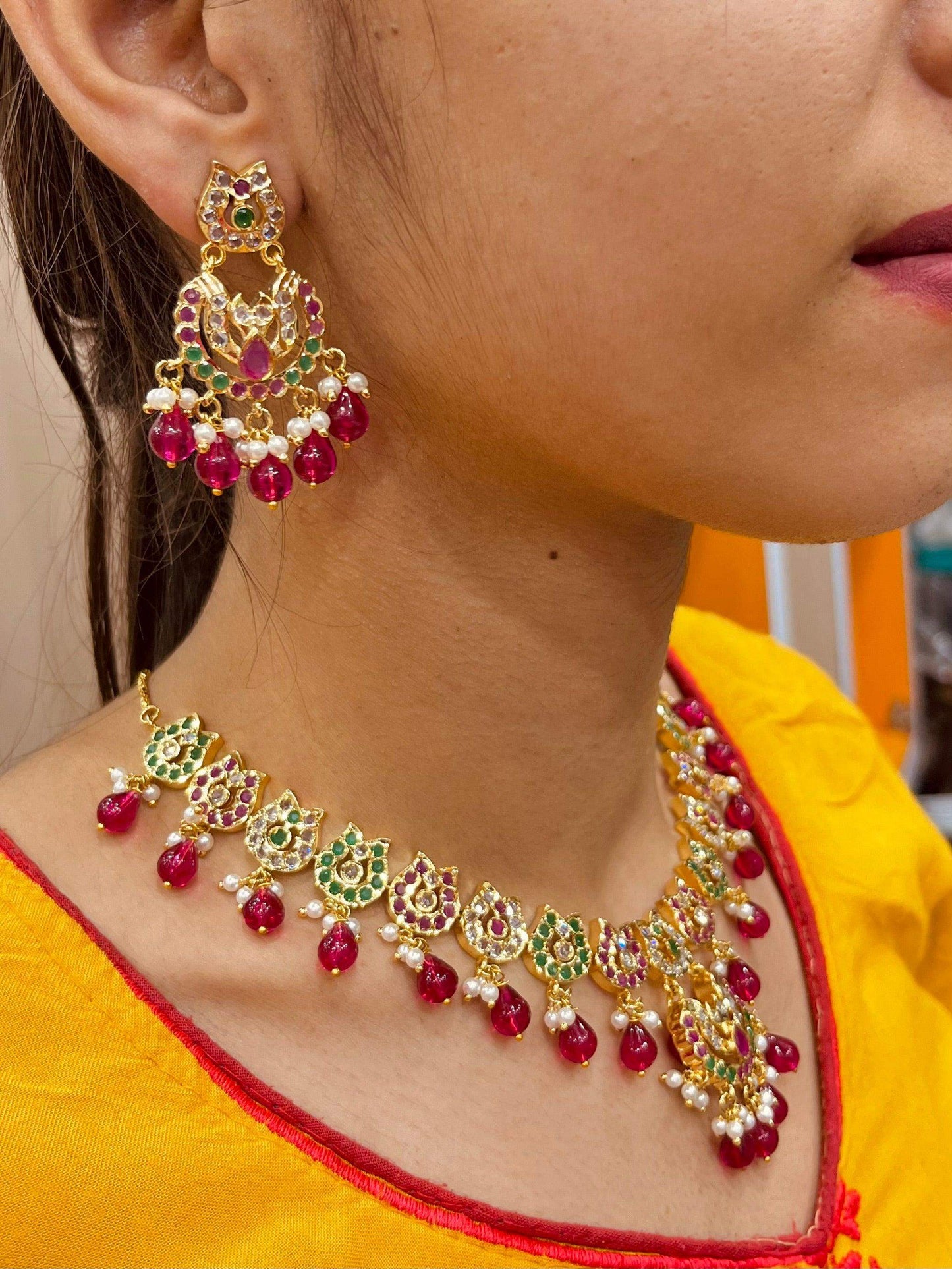 Jadau Necklace Set 52443 - Vijay & Sons