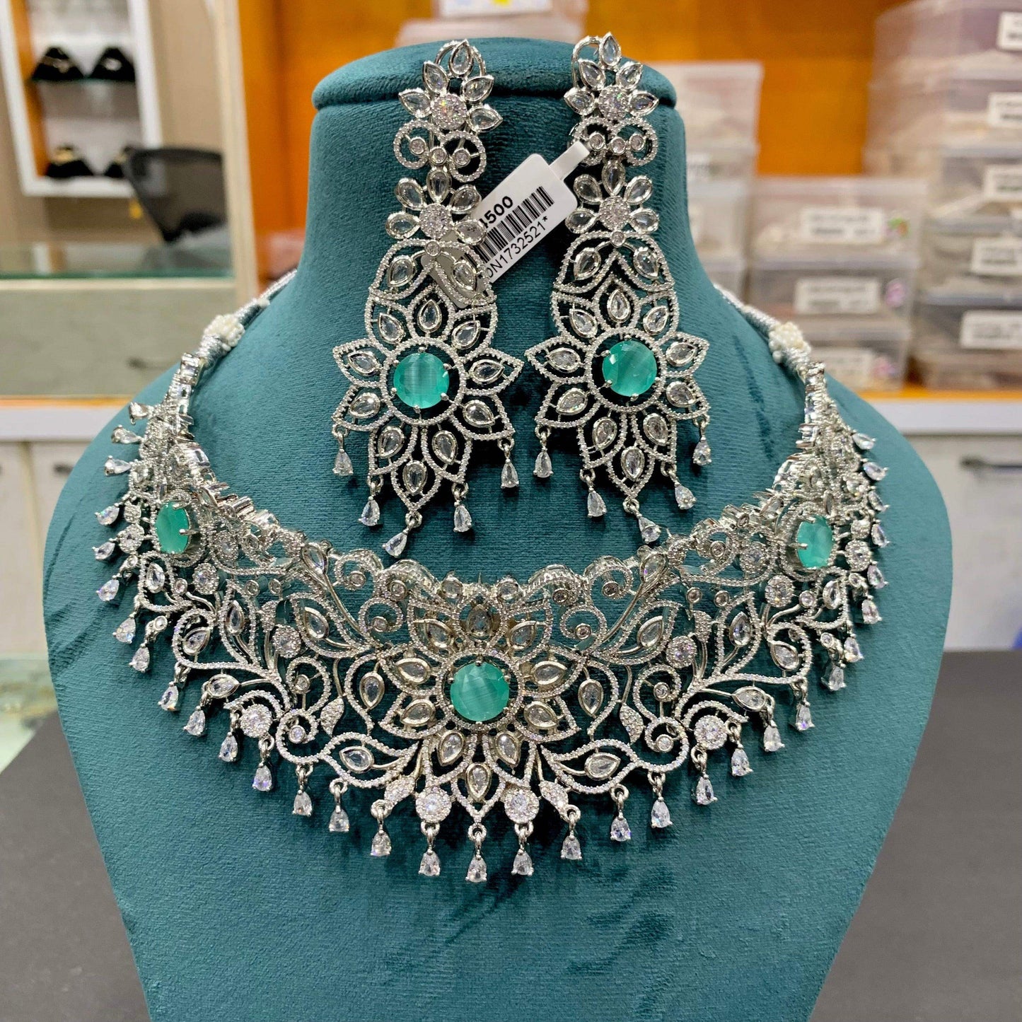 Zircon Necklace Set 98644 - Vijay & Sons