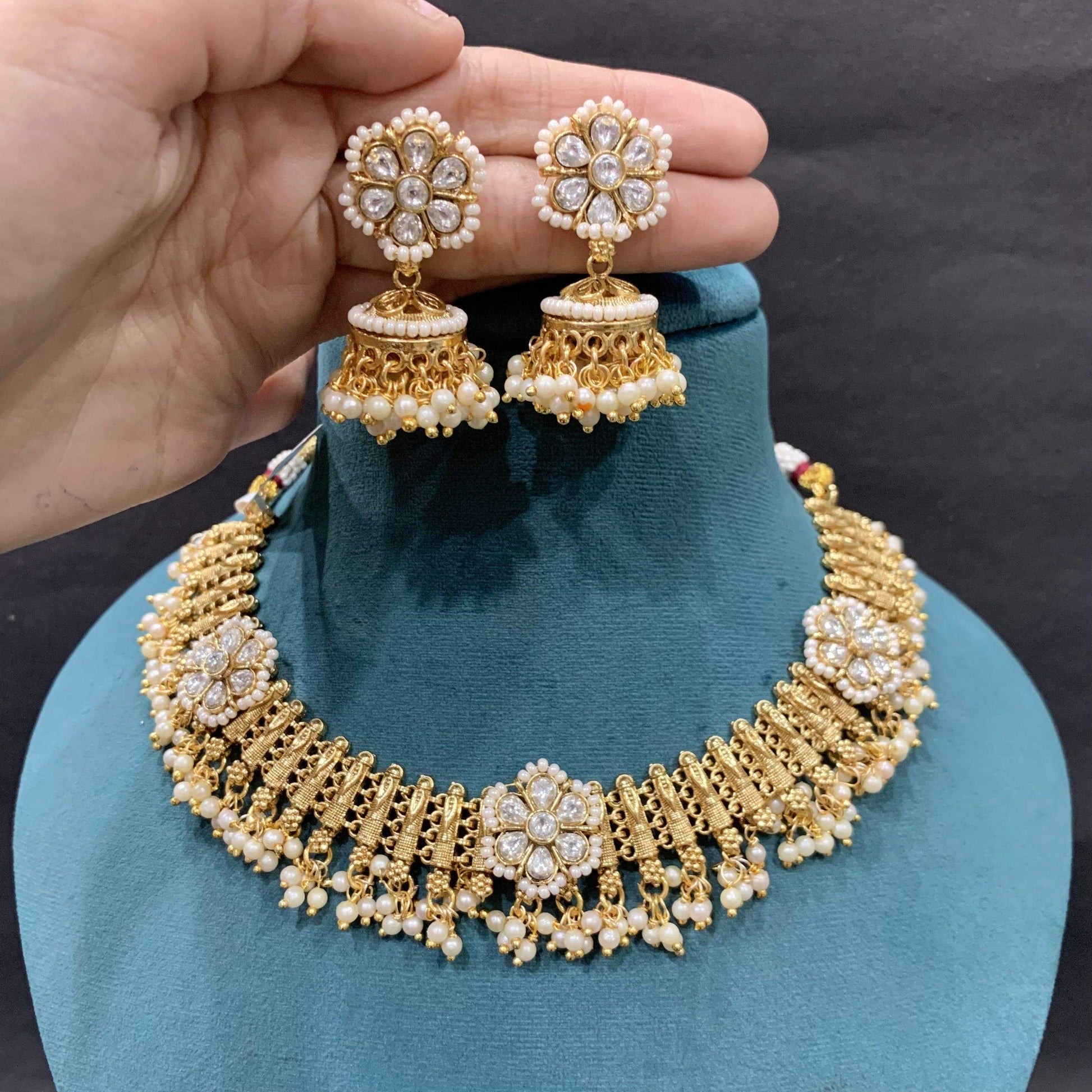 Antique necklace set 3334 - Vijay & Sons