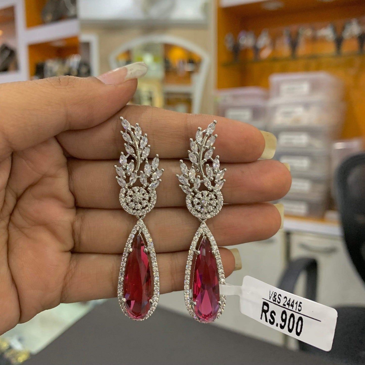 Zircon Earrings 453455 - Vijay & Sons