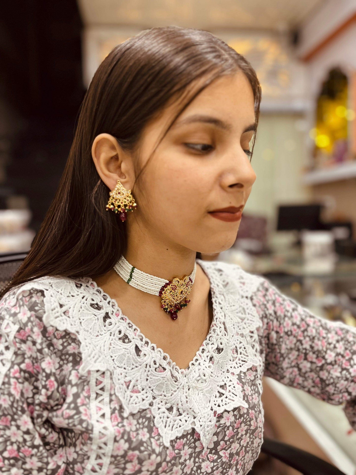 Jadau Necklace Set 45544 - Vijay & Sons